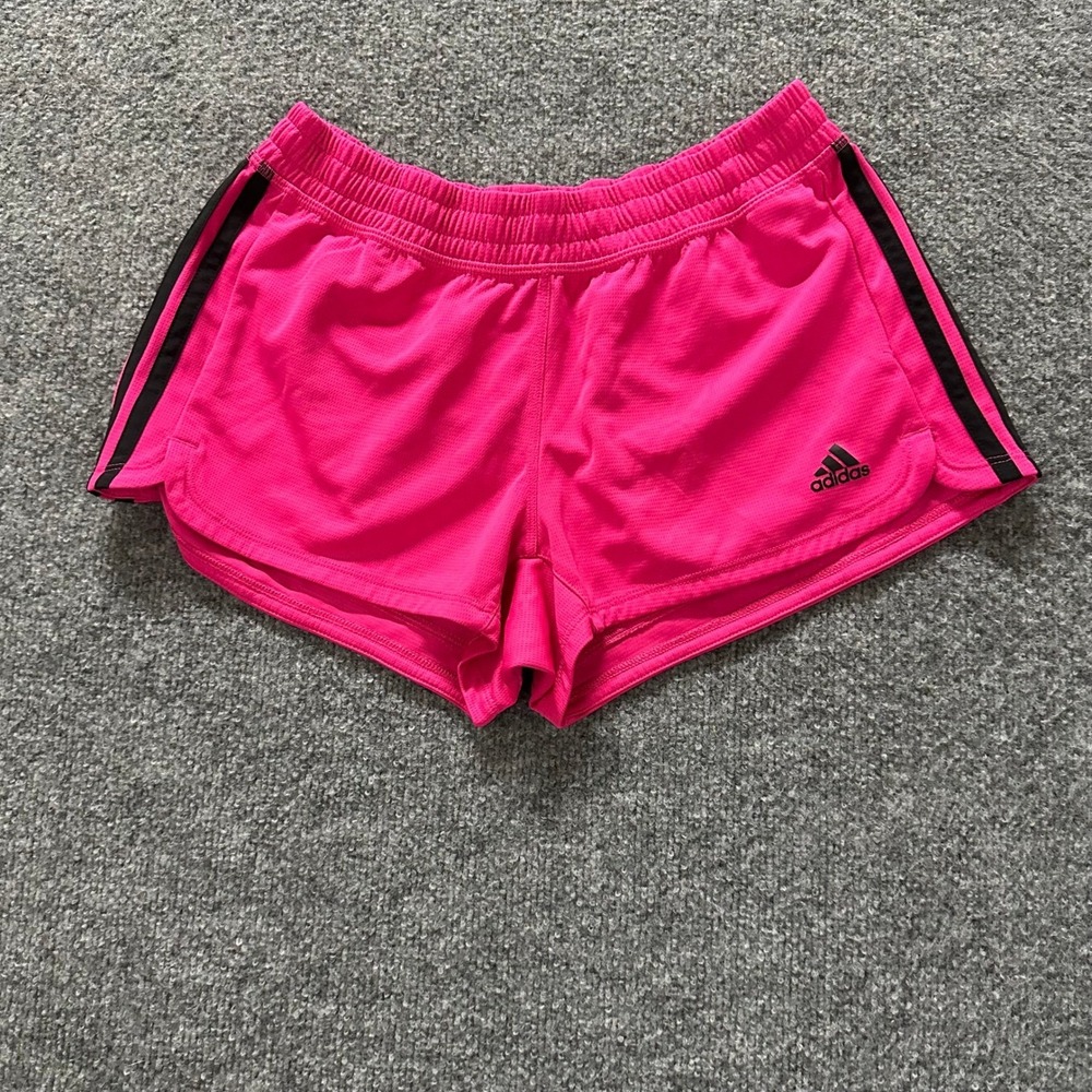 Adidas Shorts Womens Size S Pink Primegreen Athletic Running Mesh 3-Stripe Gym